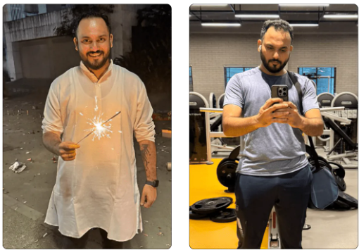 Suraj More — before and after transformation with GetFittWithMohit